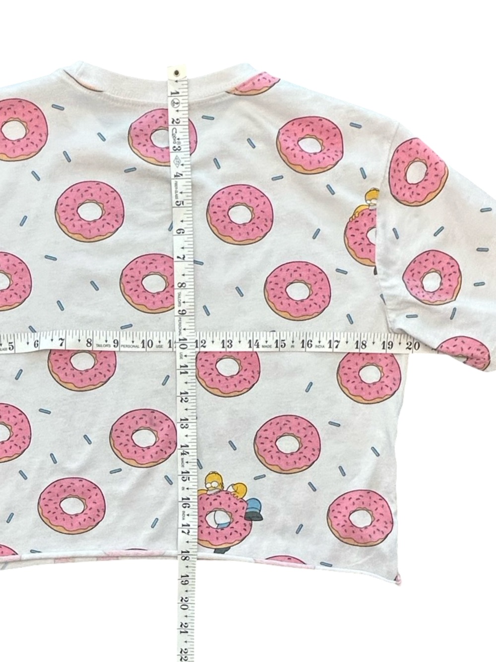 The Simpsons Homer Simpson pink "D'oh-nut" All-Over Print up cycled crop top SM - Picture 5 of 5